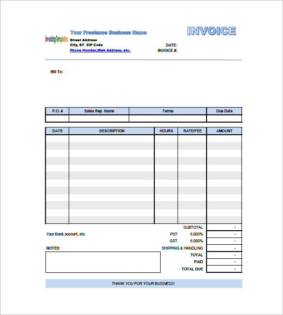 freelance invoice template 9 free word excel pdf