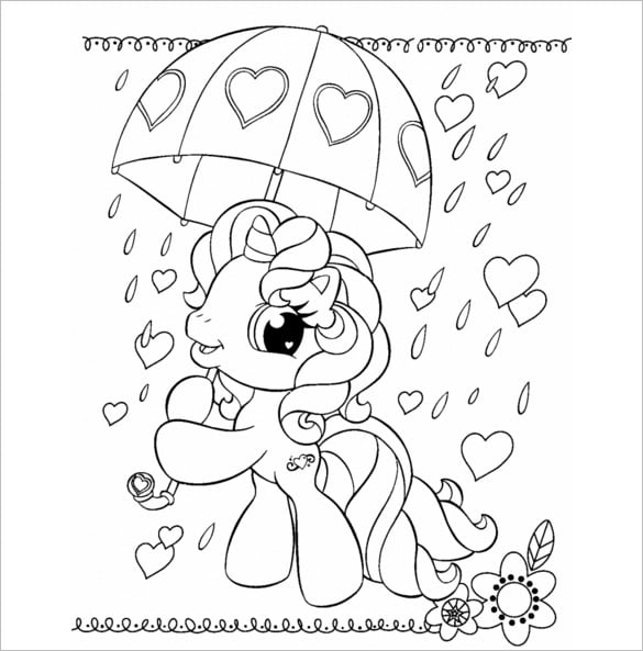 pony with umbrella coloring page