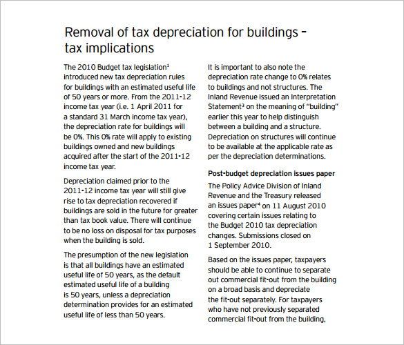 building depreciation schedule template pdf download
