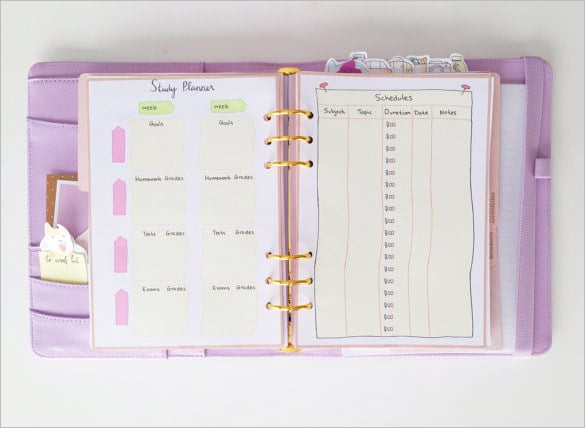 download cute printable study planner schedule template
