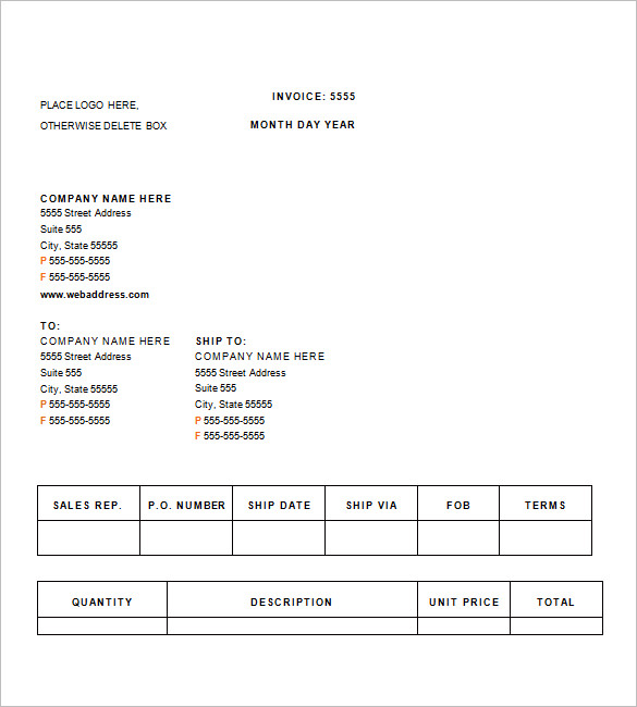 Printable Format Medical Records Invoice Template