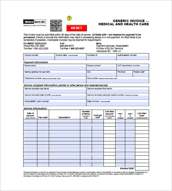 generic form invoice Premium &  Invoice  Templates Free PDF 16 DOC, Medical