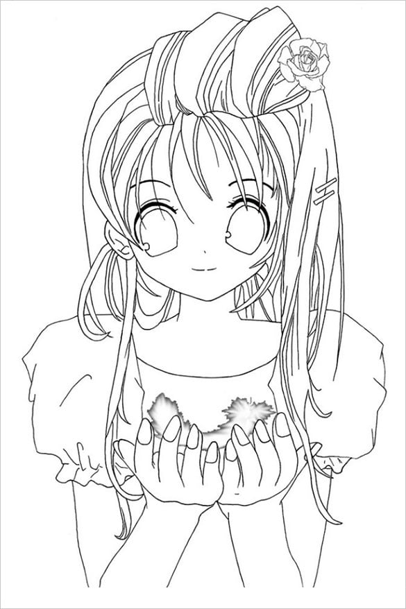 anime teenager coloring page