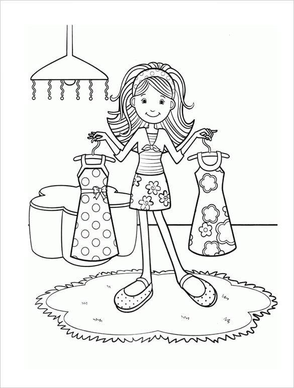 small girl teen coloring page