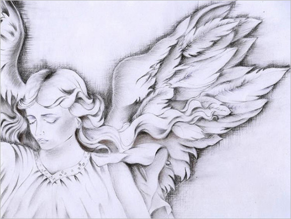 easy angel wings drawing