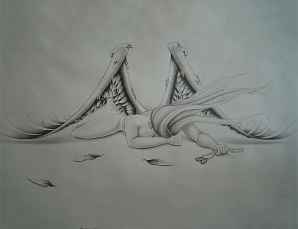 failed angel wings drawing