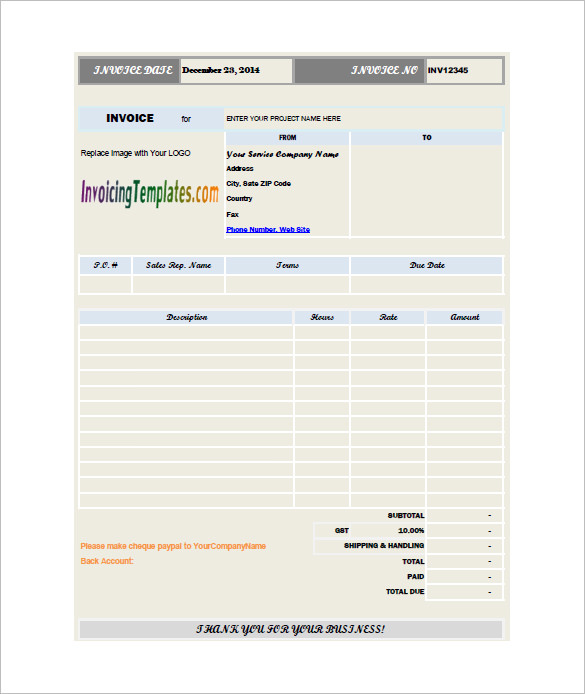 Hourly Invoice Template 8+ Free Word, Excel, PDF Format Download