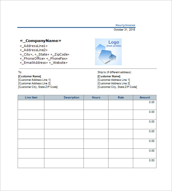 free hourly invoice template