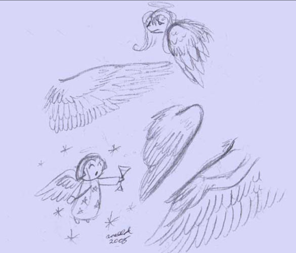 artistic angel wings drawing