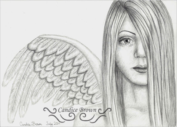 flawless angel wings drawing for you