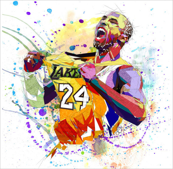 handmade abstract kobe bryant drawing