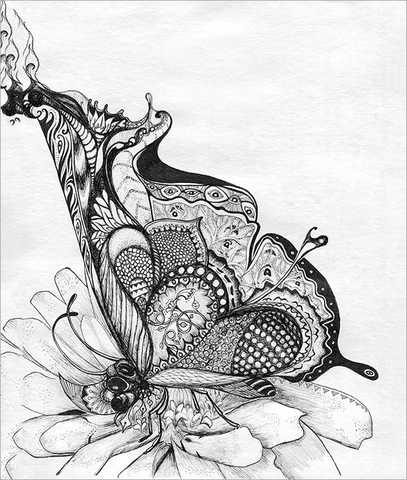 gilded butterfly abstract drawing