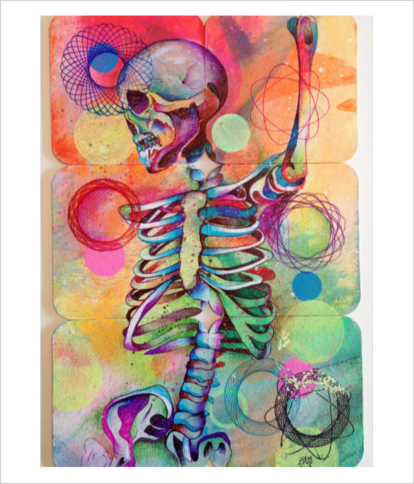 fantastic skull abstract drawing