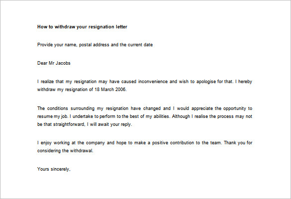 Resignation Letter Template - 17+ Free Word, PDF Format 