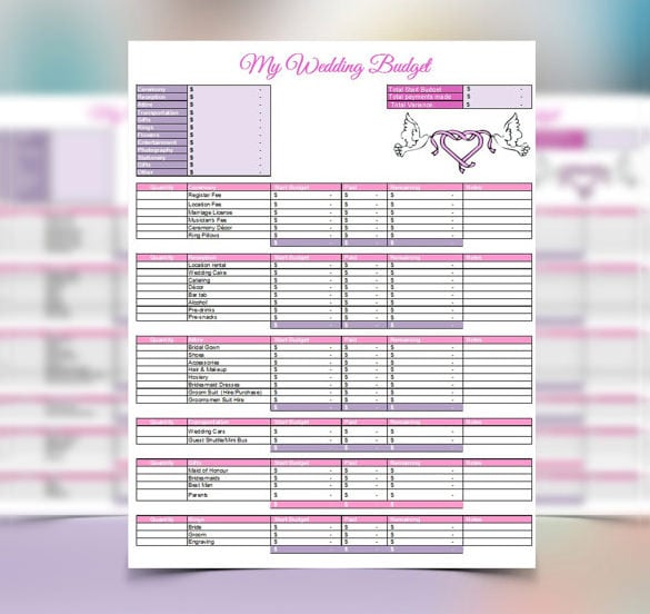 download wedding budget excel template example