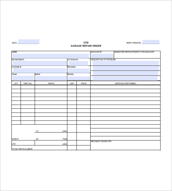 auto repair invoice sample