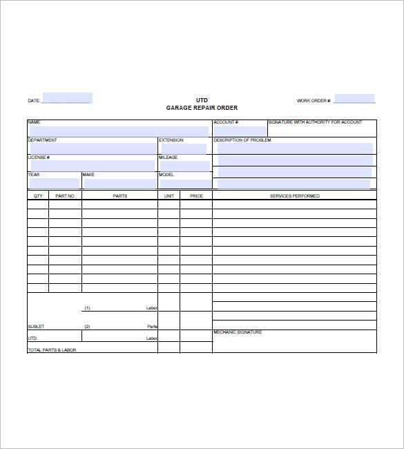 Auto Repair Invoice Template 11 Word Excel PDF Format Download