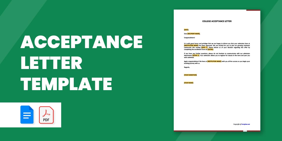 acceptance letter template – 31 free word pdf documents download