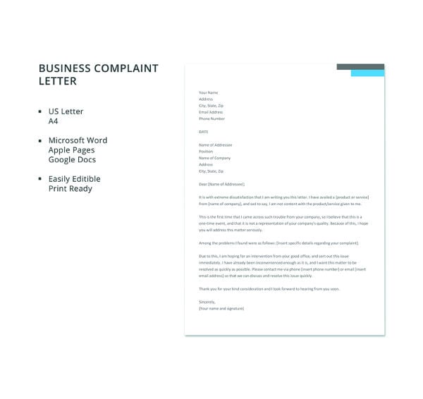 business complaint letter