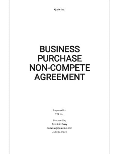 business purchase non compete agreement template