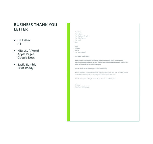 business thank you letter