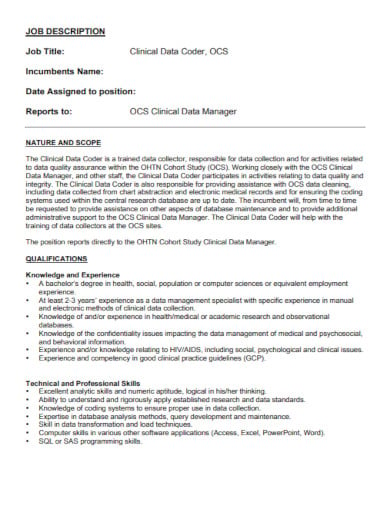 clinical secretary data entry job description