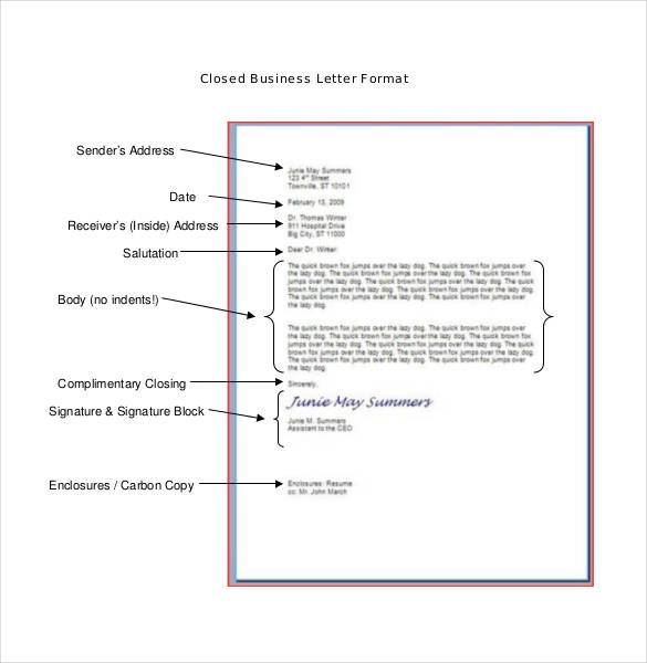 business letter layout example