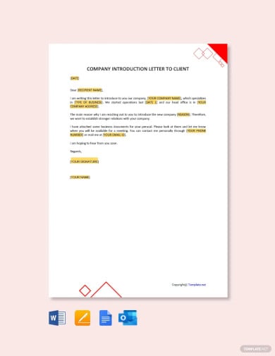 company introduction letter to client template