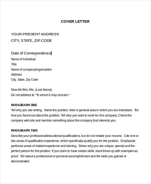cover letter format for resume