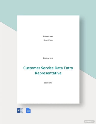 customers service data entry job ad and description template