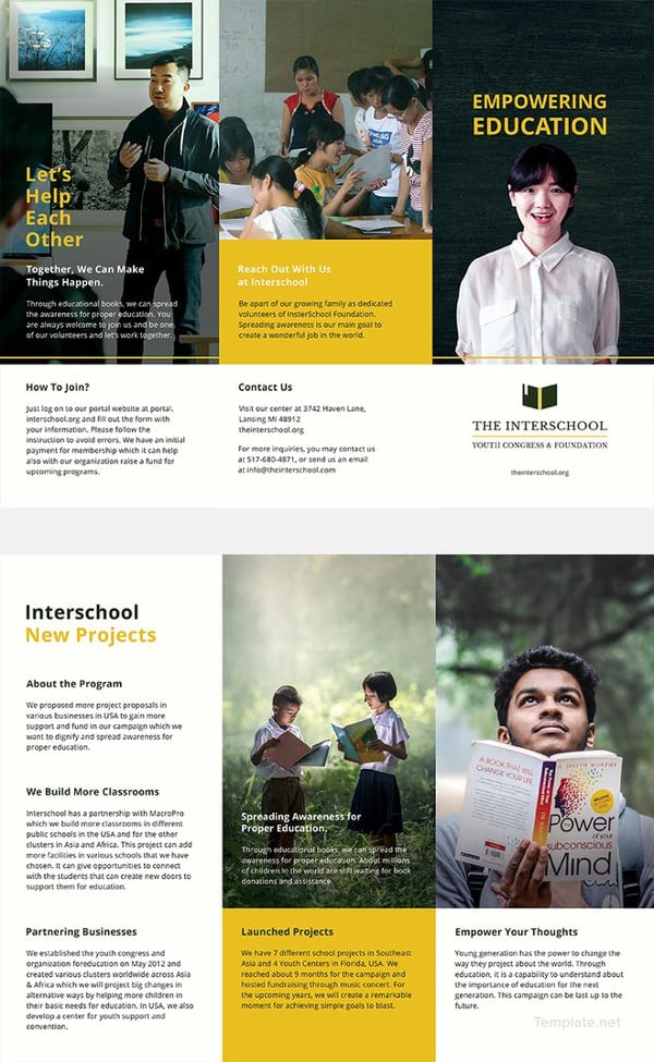 education trifold brochure template