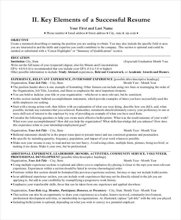 entry level resume format