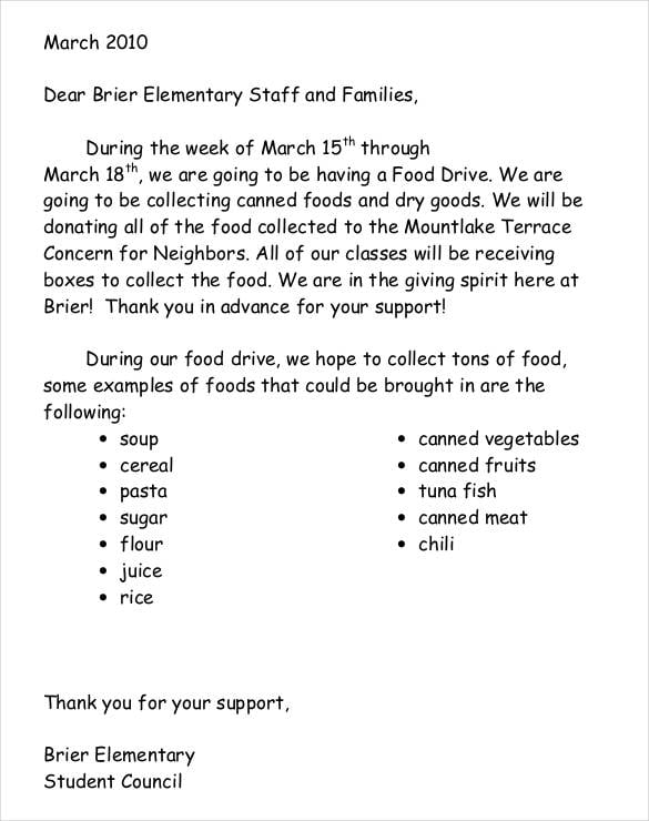 food donation letter template