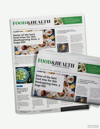 food and health newspaper template