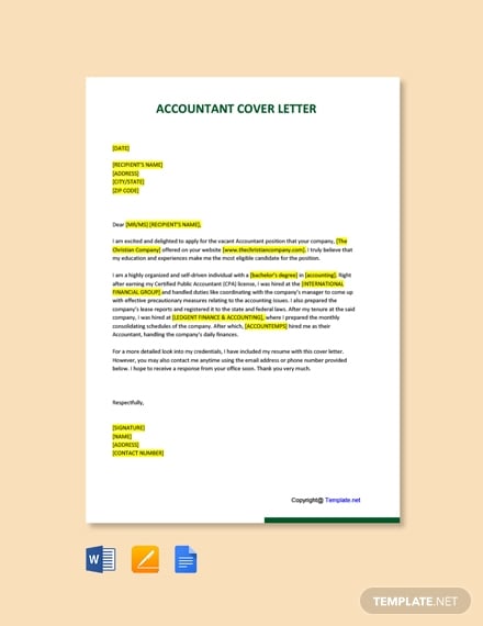free accountant cover letter template