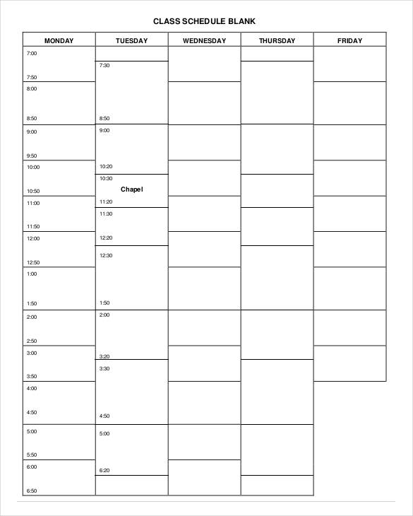 College Schedule Template - 7+ Free Sample, Example Format Download!