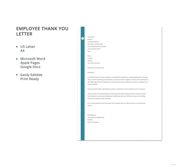 free employee thank you letter template