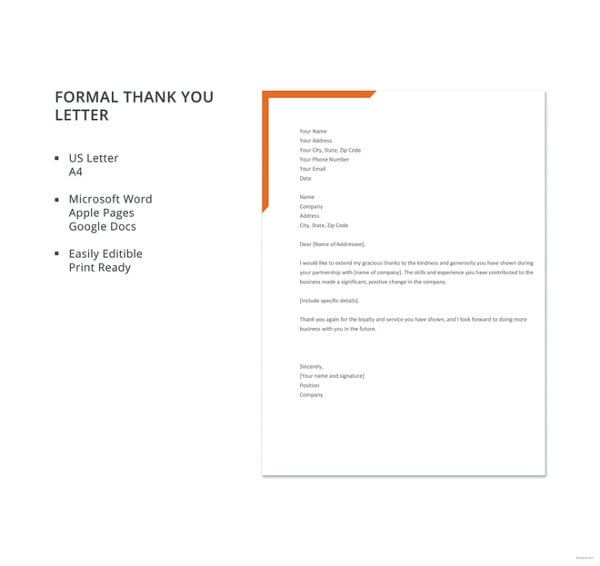 free formal thank you letter template