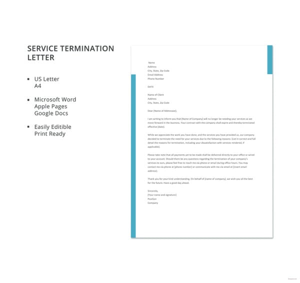 free service termination letter template