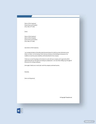 free termination acceptance letter by employee template