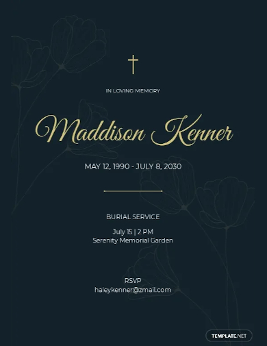funeral burial invitation card template