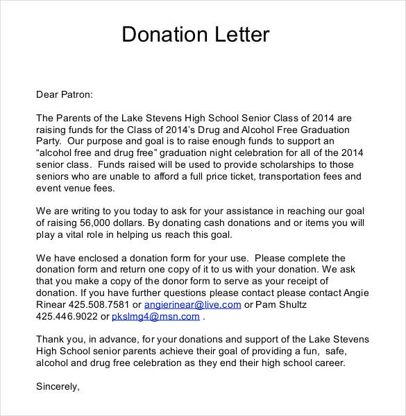 generic donation letter