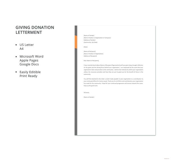 giving donation letter template
