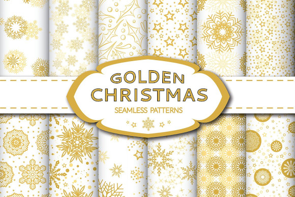 golden christmas seamless pattern