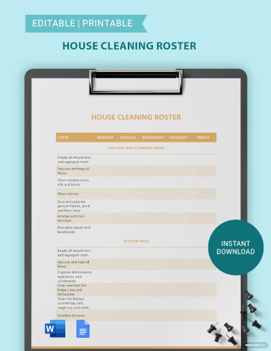 Cleaning Roster Template - 12+ Free Word, PDF Documents Download | Free ...