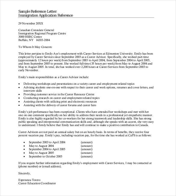 immigration reference letter template