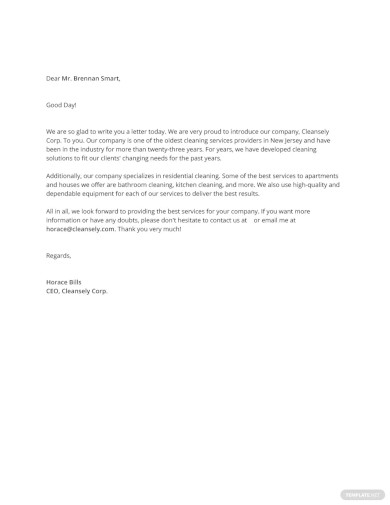 introduction letter offering cleaning services template