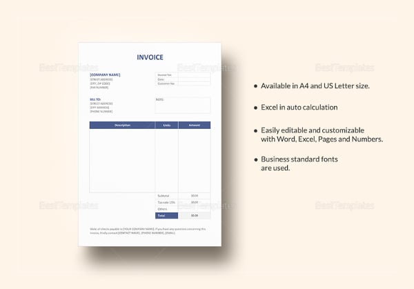 invoice format sample