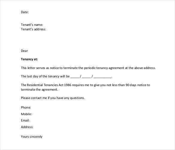 notice of termination letter pdf
