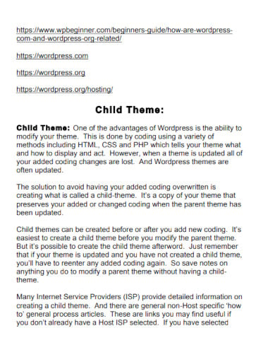 php database website child theme template